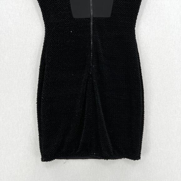 SAM EDELMAN Flocked Sequin Dress Womens 2 Black Karina Mini Shift Sheath Party - Picture 6 of 16